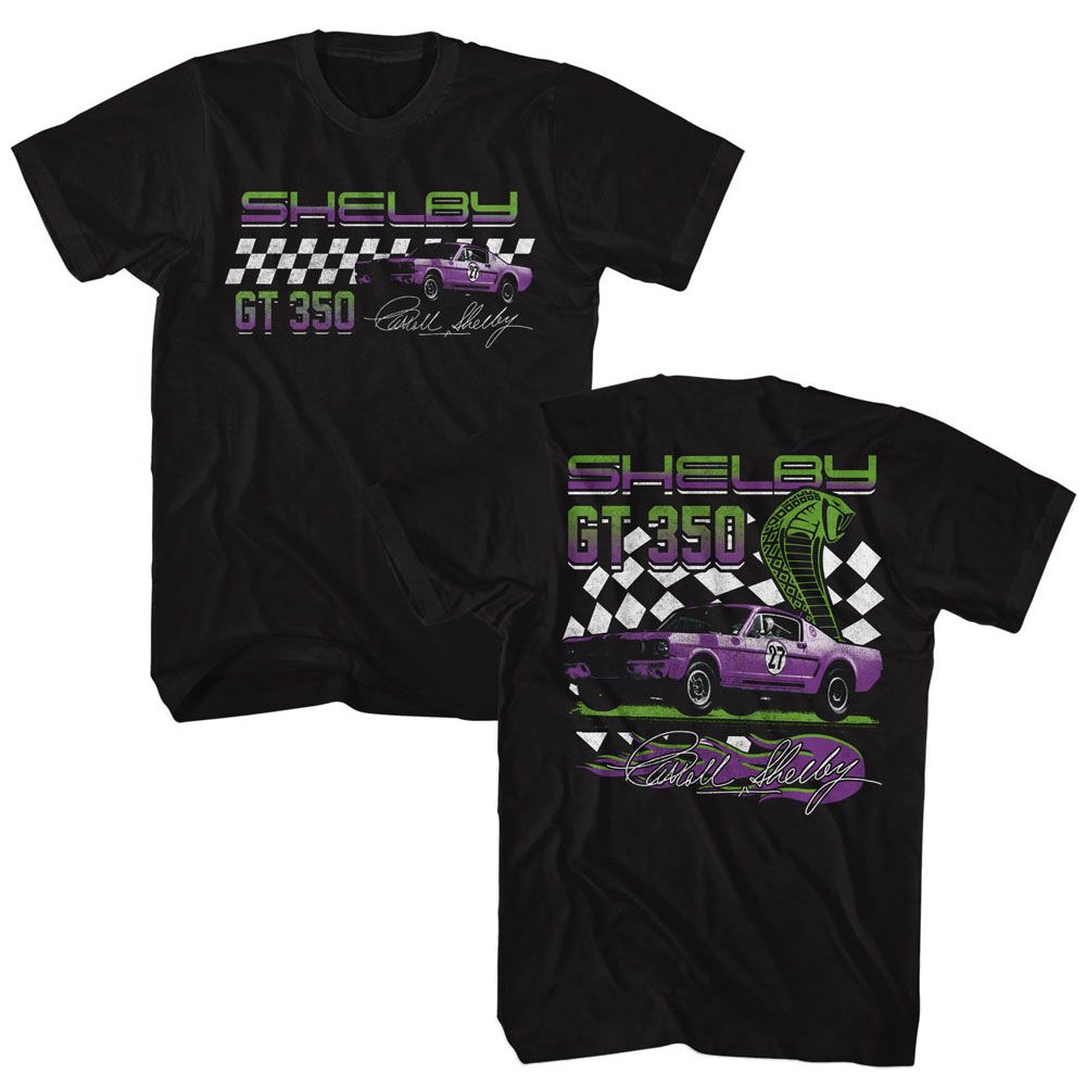 CARROLL SHELBY-CARROLL SHELBY GT 350 RACING FRONT BACK-BLACK ADULT S/S TSHIRT