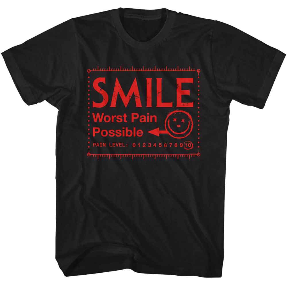 SMILE-SMILE PAIN LEVEL-BLACK ADULT S/S TSHIRT