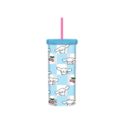 Sanrio Cinnamoroll Cherry Checker Pattern 20Oz Plastic Tall Cold Cup W/ Lid And Straw – 12 pc ppk ($5.25 each)