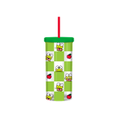 Sanrio Keroppi Apple Checker Pattern 20Oz Plastic Tall Cold Cup W/ Lid And Straw – 12 pc ppk ($5.25 each)