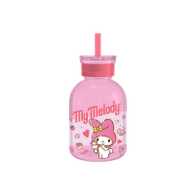 My Melody Eating Strawberry Ice Cream Icons  15oz Glass Milk Bottle w Straw – 12 pc ppk ($7.50 each)
