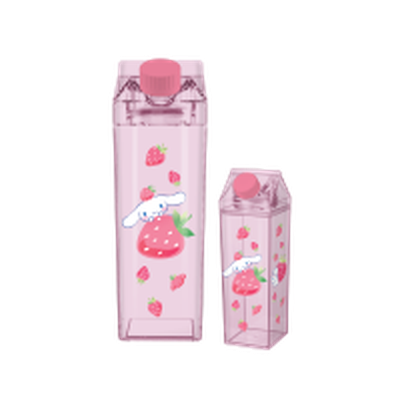 Sanrio Cinnamoroll Rolling Strawberry  16.2oz Plastic Milk Carton Bottle – 12 pc ppk ($5.50 each)
