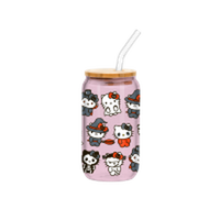 Thumbnail for Hello Kitty And Friends Hk Halloween Costume Toss 16oz Glass Tumbler w Bamboo Lid and Glass Straw – 12 pc ppk ($6.00 each)