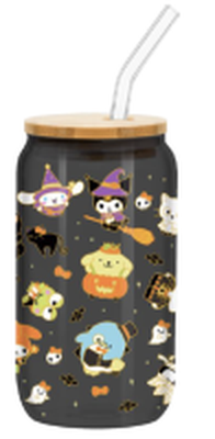 Thumbnail for Hello Kitty & Friends Costume Party Pattern  16oz Glass Tumbler w Bamboo Lid and Glass Straw – 12 pc ppk ($6.00 each)