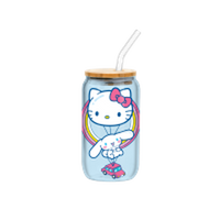Thumbnail for Hello Kitty and Friends Car Float  16oz Glass Tumbler w Bamboo Lid and Glass Straw – 12 pc ppk ($6.00 each)