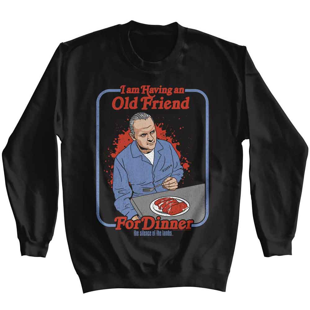 SILENCE OF THE LAMBS-SOL FOR DINNER BLUE BORDER-BLACK ADULT L/S SWEATSHIRT