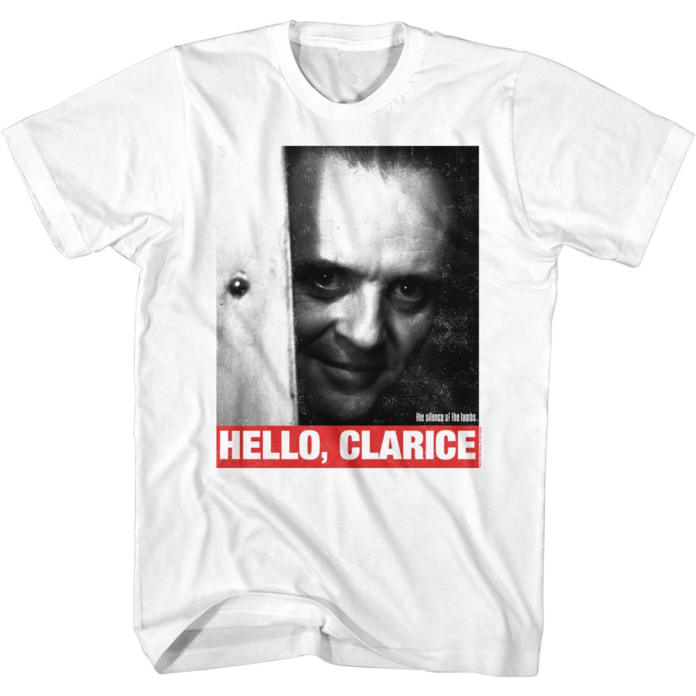 SILENCE OF THE LAMBS-HELLO QUOTE-WHITE ADULT S/S TSHIRT