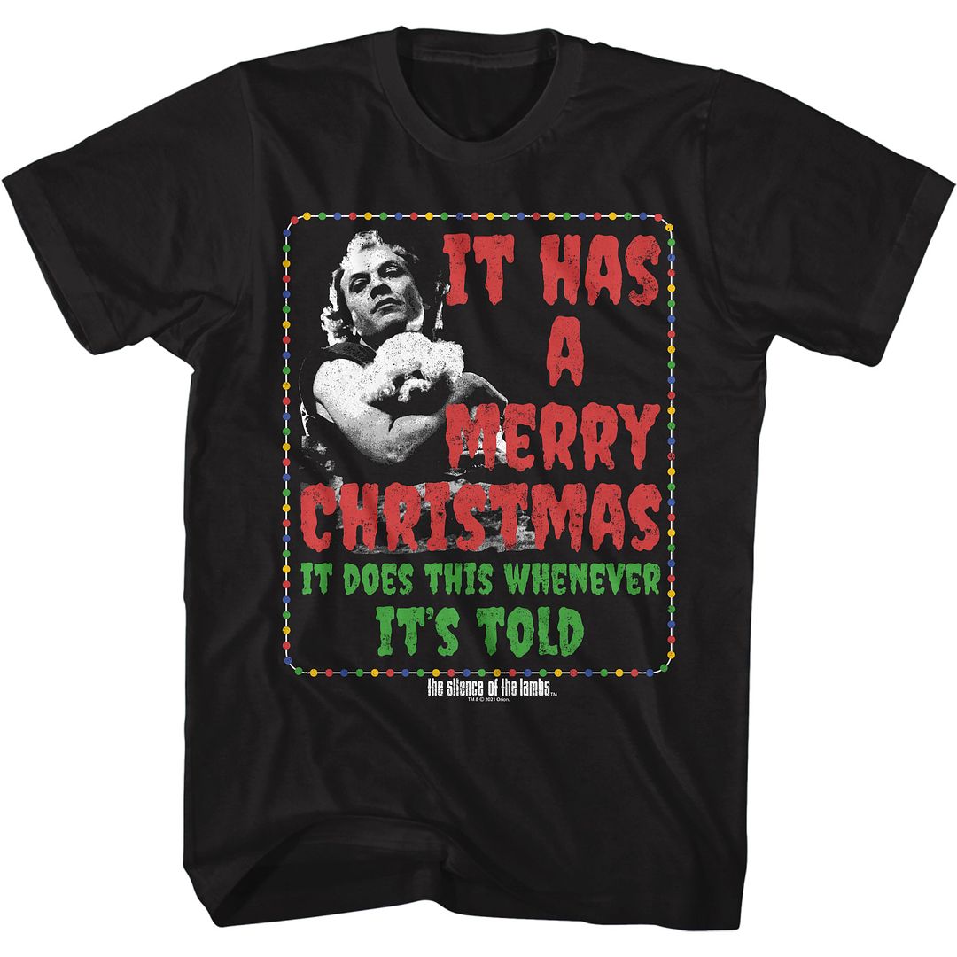SILENCE OF THE LAMBS IT HAS A MERRY CHRISTMAS BLACK ADULT S/S TSHIRT