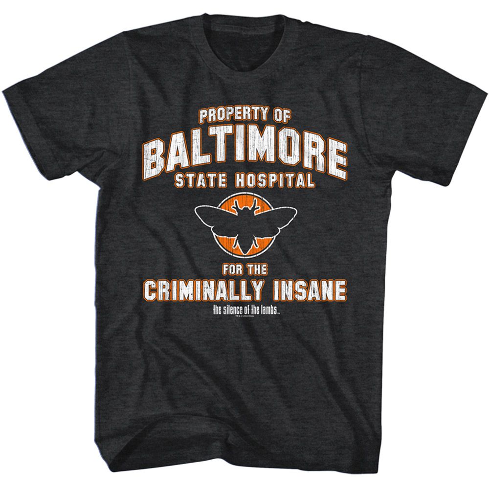 SILENCE OF THE LAMBS-SILENCE BALTIMORE STATE-BLACK HEATHER ADULT S/S TSHIRT