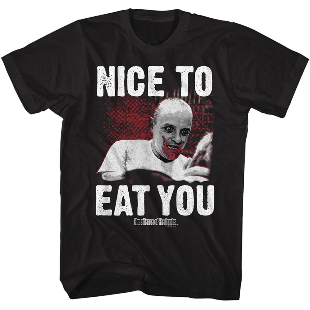 SILENCE OF THE LAMBS-SILENCE NICE TO EAT YOU-BLACK ADULT S/S TSHIRT