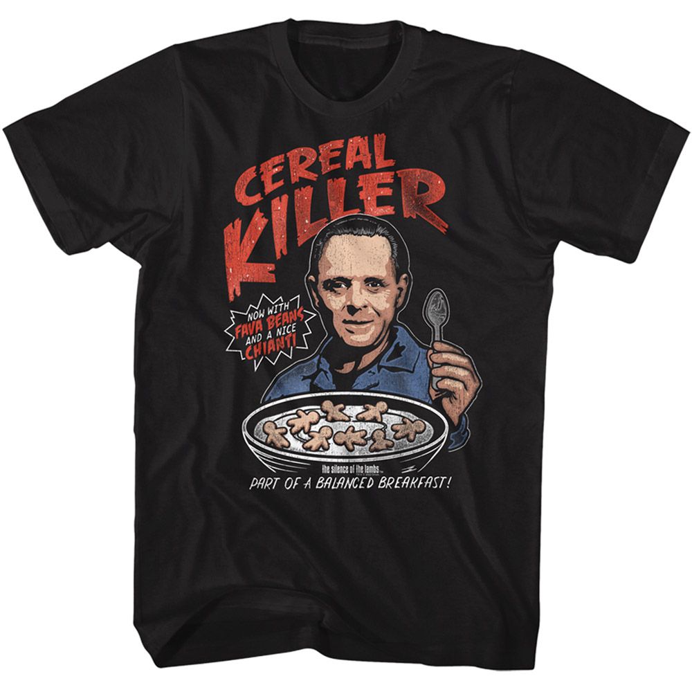 SILENCE OF THE LAMBS-SILENCE CEREAL KILLER-BLACK ADULT S/S TSHIRT