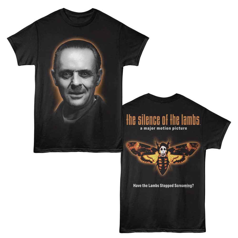 SILENCE OF THE LAMBS-SOL HANNIBAL FACE COLOR MOTH F B-BLACK ADULT S/S TSHIRT ***F&B***