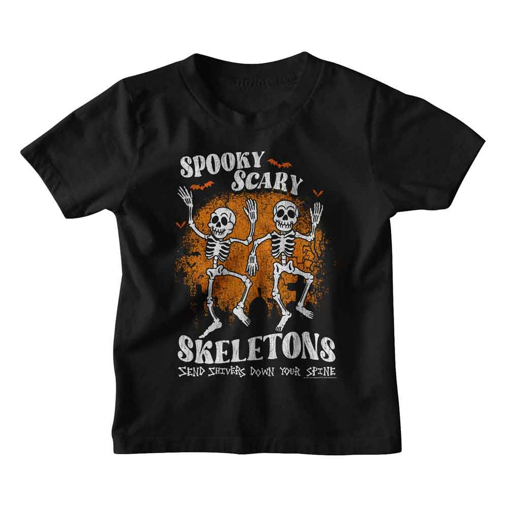 SPOOKY SCARY SKELETONS-SSS BATS AND GRAVES-BLACK TODDLER S/S TSHIRT