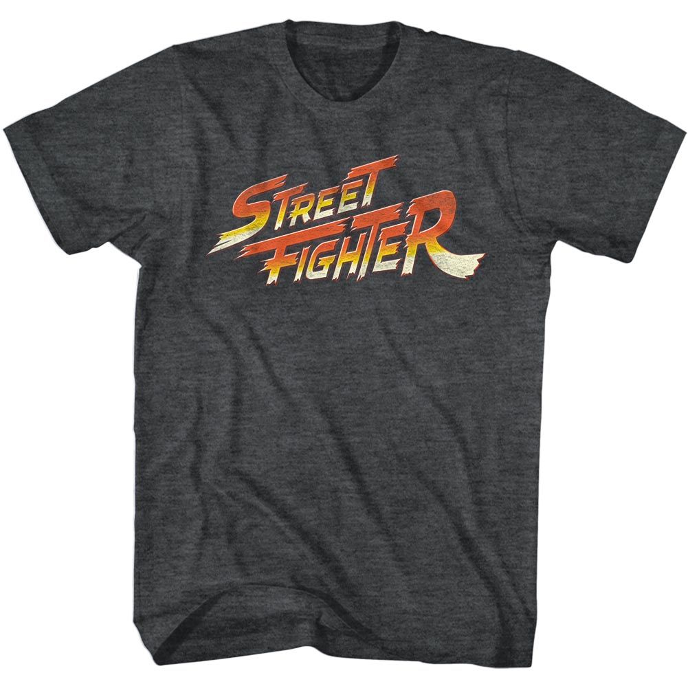 STREET FIGHTER-LOGO-BLACK HEATHER ADULT S/S TSHIRT