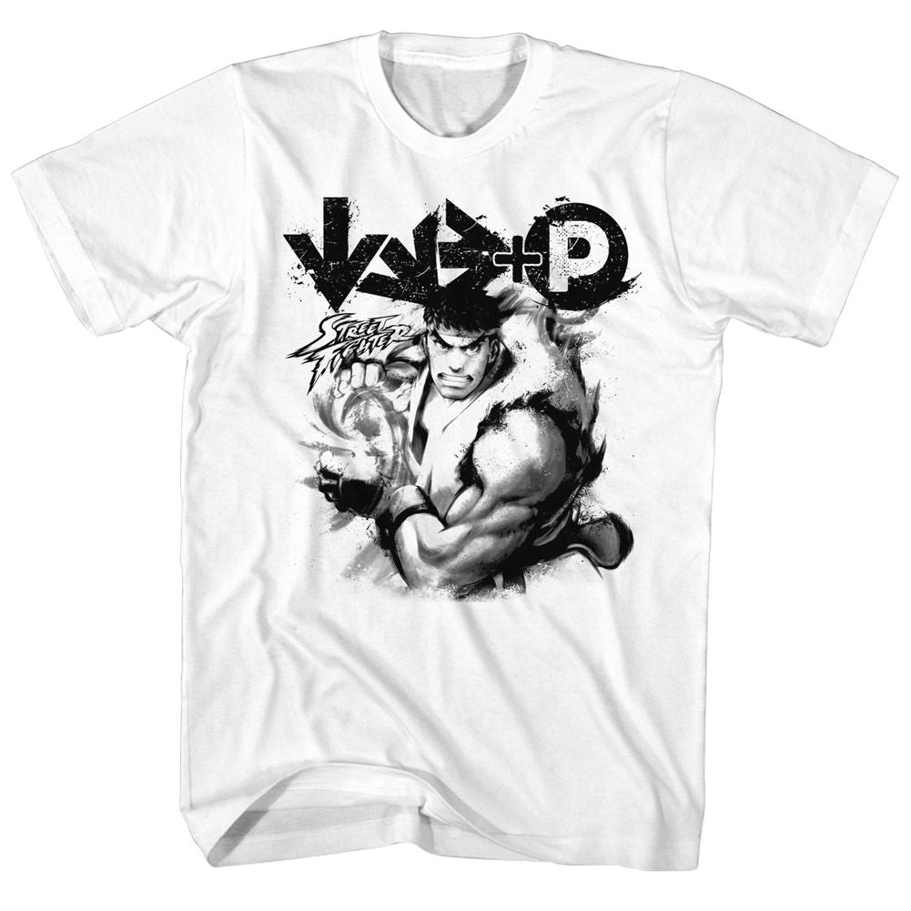 STREET FIGHTER-HADOUKEN-WHITE ADULT S/S TSHIRT