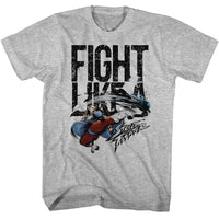 Thumbnail for STREET FIGHTER-FIGHT LIKE A-GRAY HEATHER ADULT S/S TSHIRT