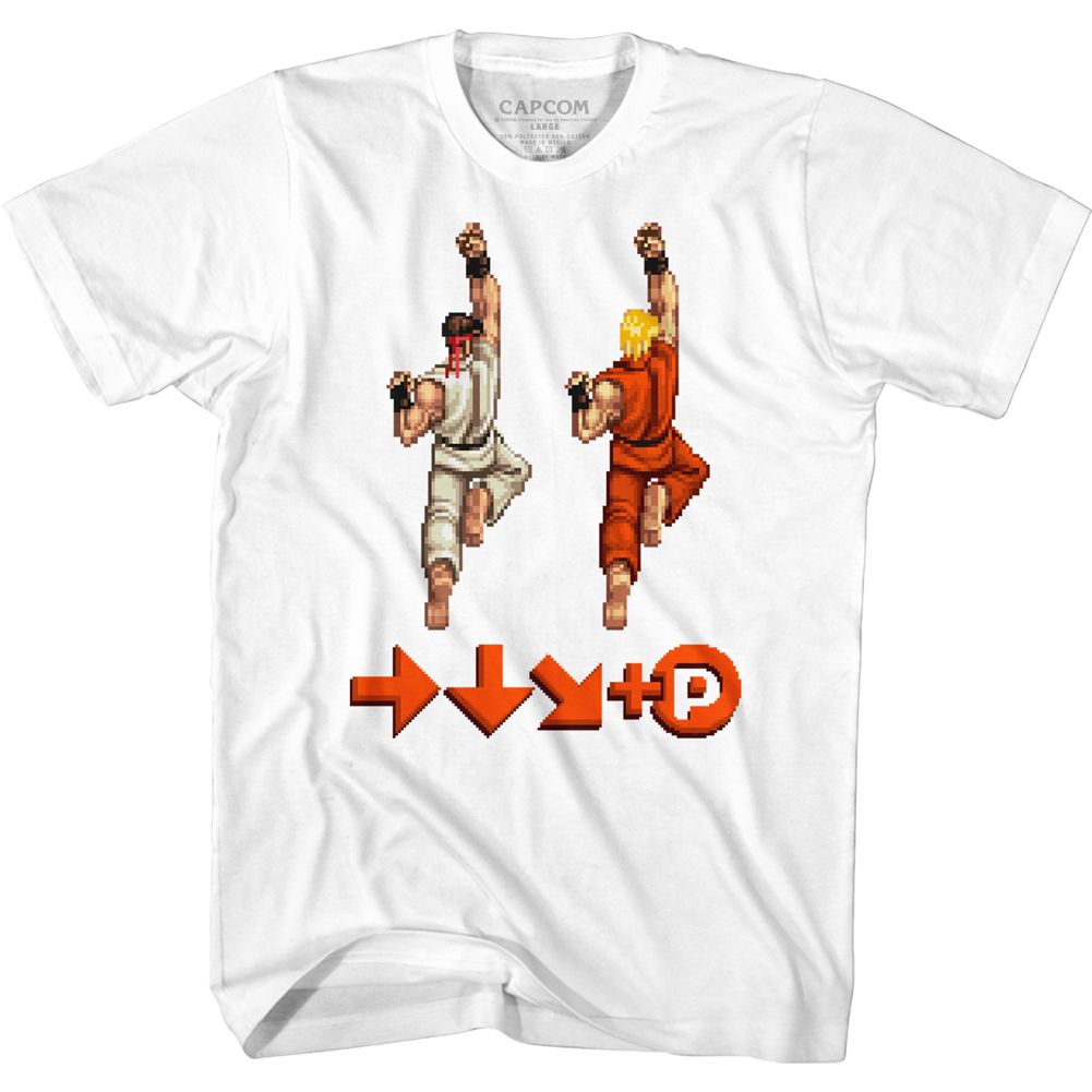 STREET FIGHTER-SPRITE PUNCH-WHITE ADULT S/S TSHIRT