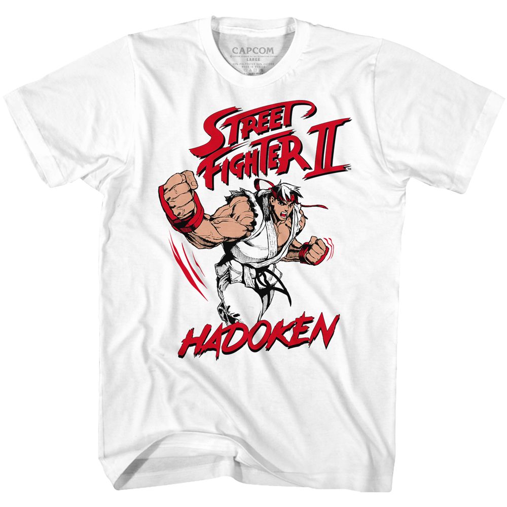 STREET FIGHTER-HADOKEN-WHITE ADULT S/S TSHIRT