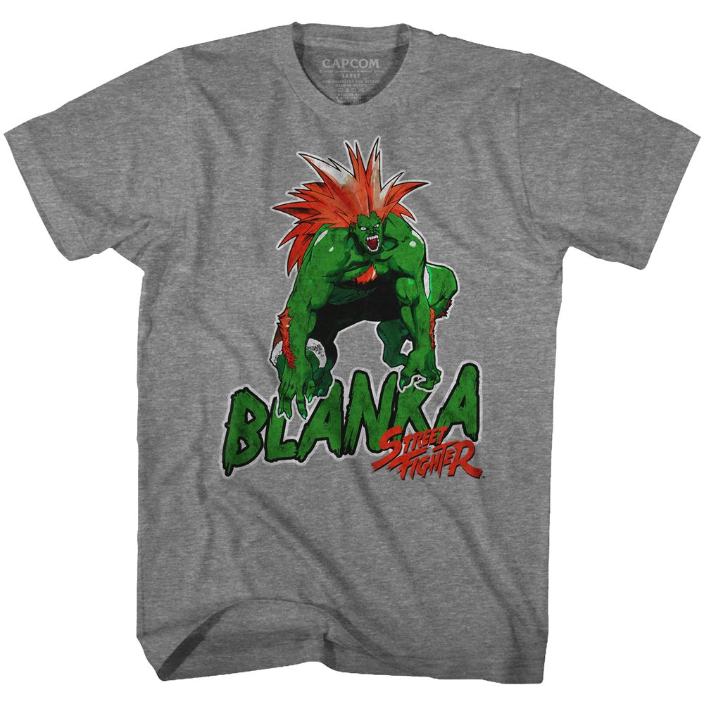 STREET FIGHTER-BLANKA-GRAPHITE HEATHER ADULT S/S TSHIRT
