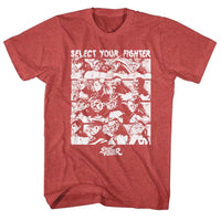 Thumbnail for STREET FIGHTER-SELECT SCREEN-RED HEATHER ADULT S/S TSHIRT