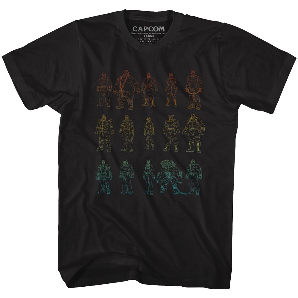 STREET FIGHTER-OUTLINES-BLACK ADULT S/S TSHIRT