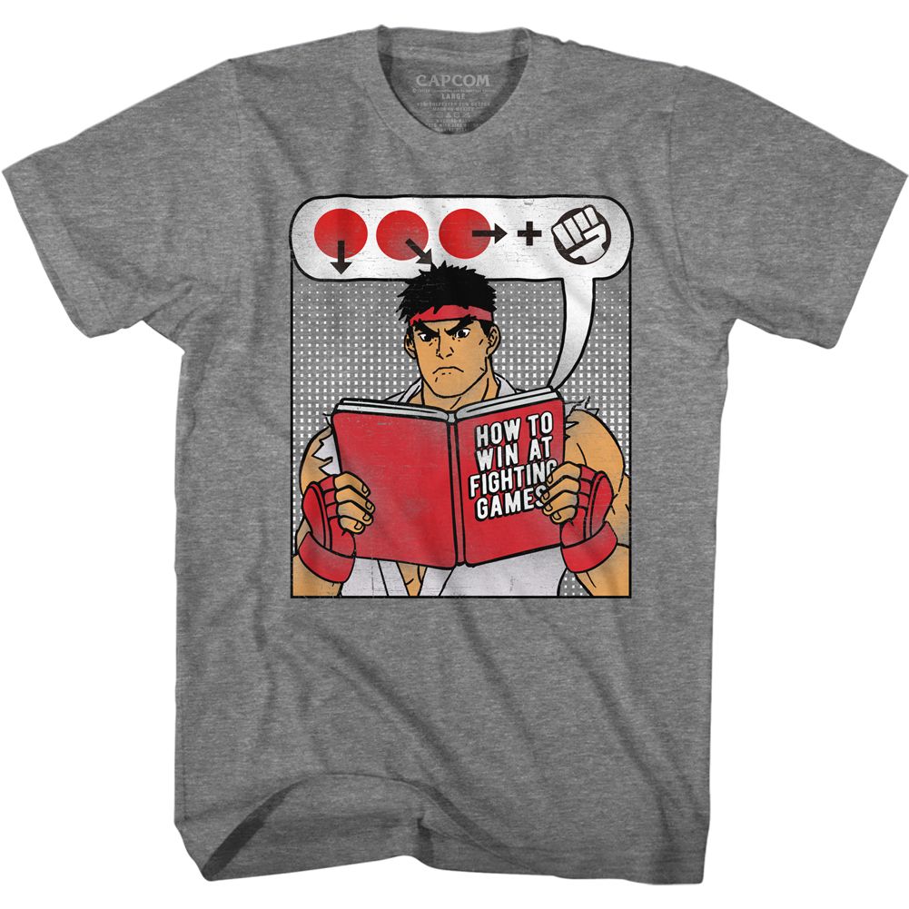 STREET FIGHTER-HOW TO WIN BOOK-GRAPHITE HEATHER ADULT S/S TSHIRT