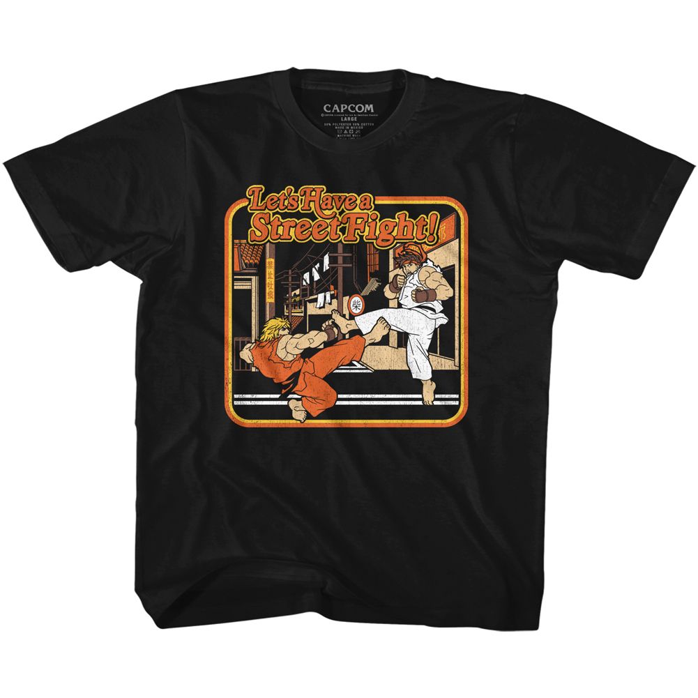 STREET FIGHTER-STORYBOOK STYLE-BLACK YOUTH S/S TSHIRT
