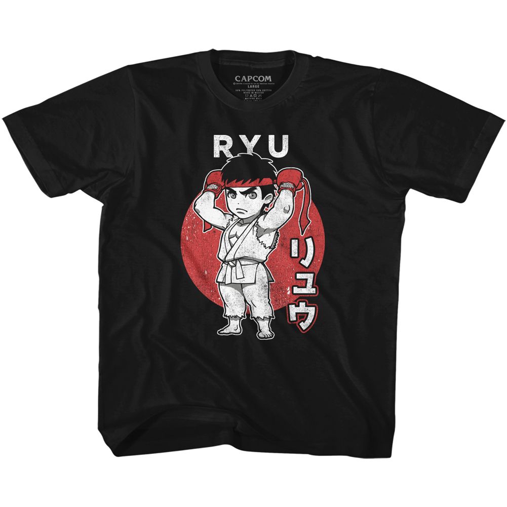 STREET FIGHTER-CHIBI RYU-BLACK YOUTH S/S TSHIRT