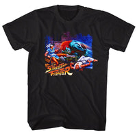 Thumbnail for STREET FIGHTER-ALLEY FIGHT-BLACK ADULT S/S TSHIRT