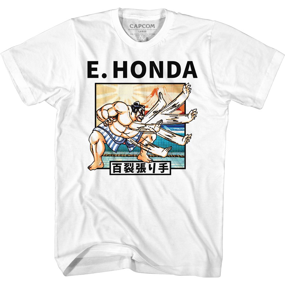STREET FIGHTER-E HONDA SLAPS-WHITE ADULT S/S TSHIRT