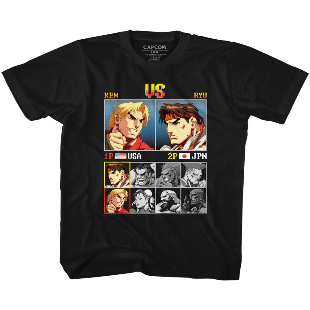 STREET FIGHTER-KEN VS RYU-BLACK YOUTH S/S TSHIRT
