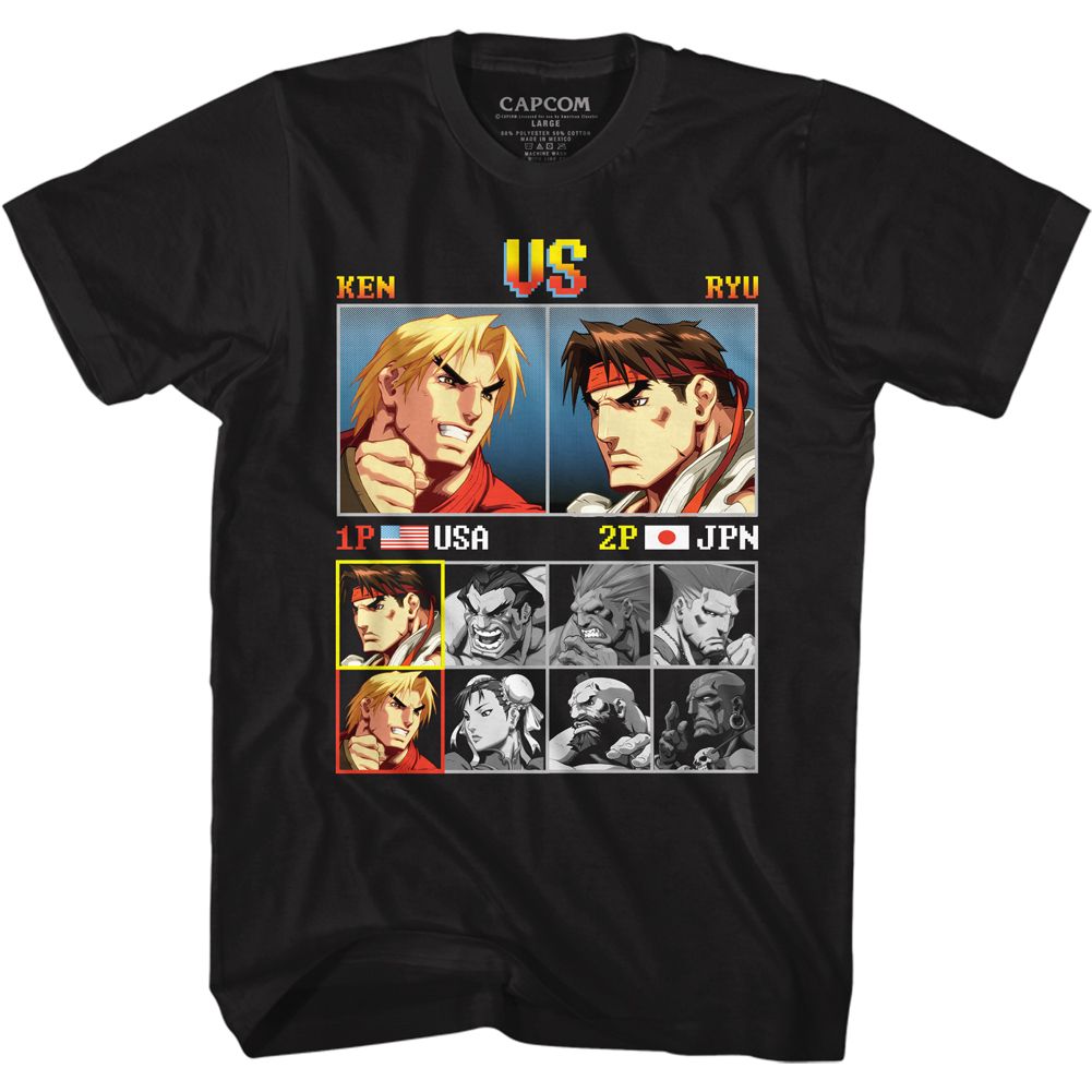 STREET FIGHTER-KEN VS RYU-BLACK ADULT S/S TSHIRT