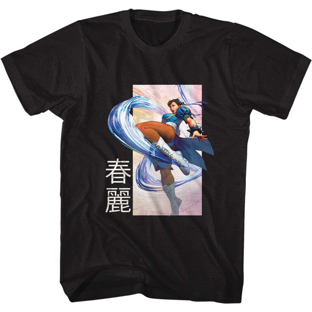 STREET FIGHTER-CHUN LI KICK-BLACK ADULT S/S TSHIRT