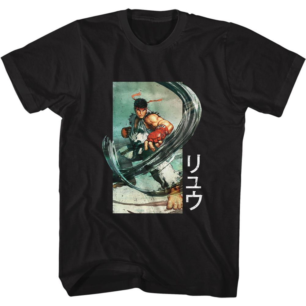 STREET FIGHTER-RYU AIR PUNCH-BLACK ADULT S/S TSHIRT