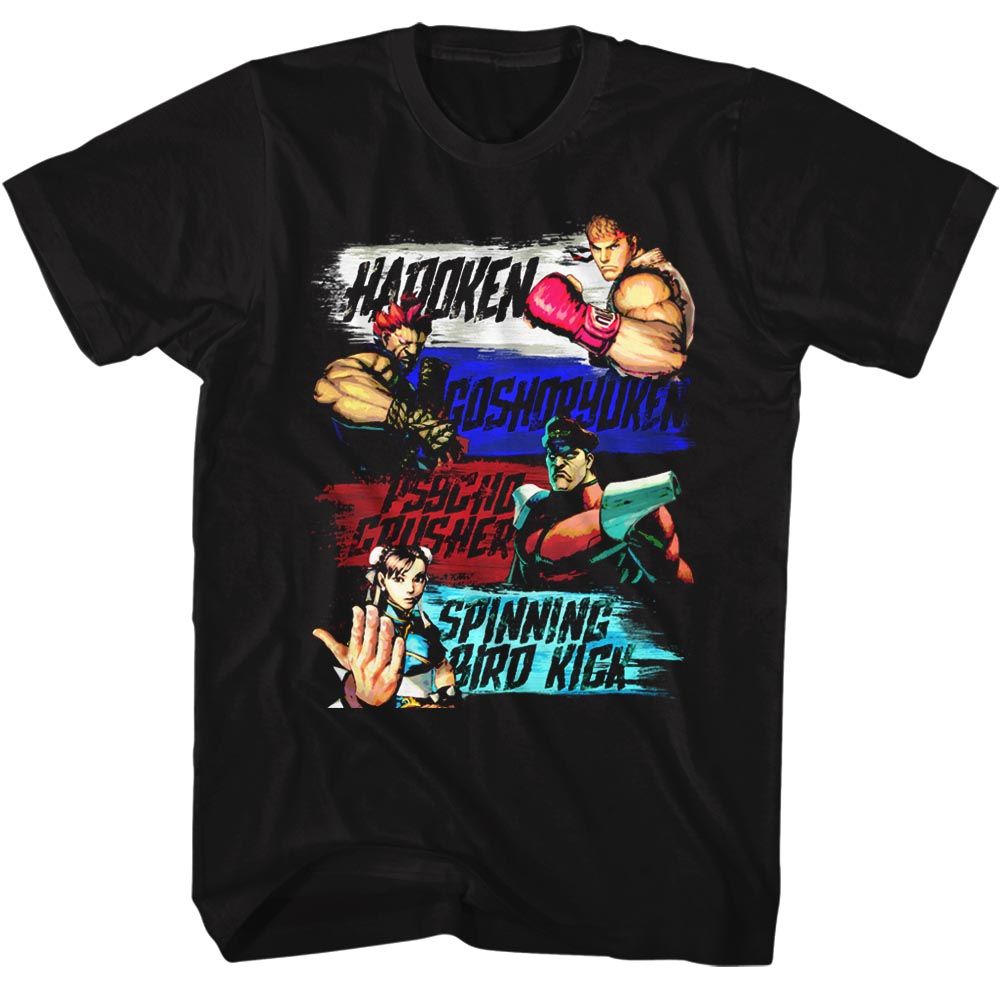 STREET FIGHTER-SHOW ME YOUR MOVES-BLACK ADULT S/S TSHIRT