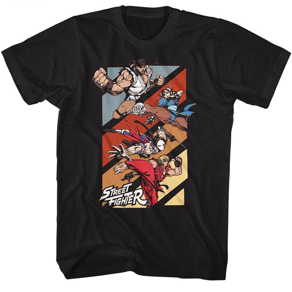 STREET FIGHTER-STREET FIGHTER FOUR FIGHTERS-BLACK ADULT S/S TSHIRT