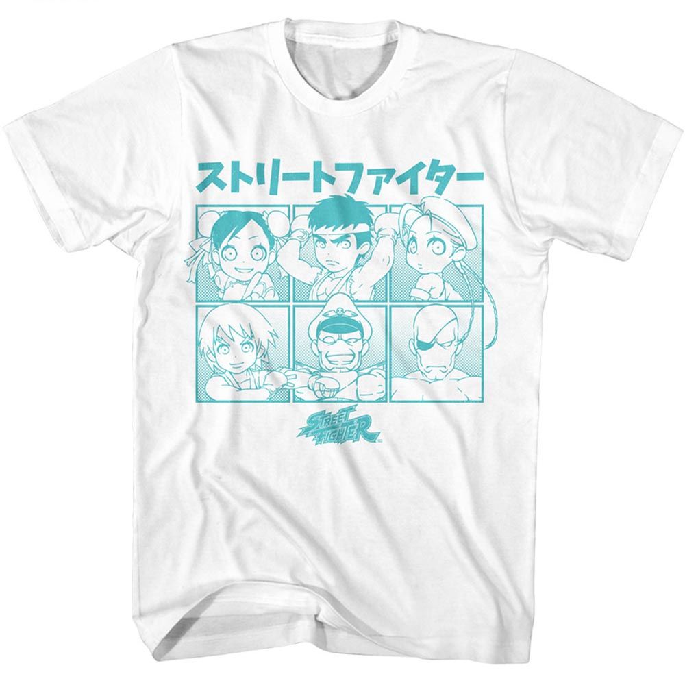 STREET FIGHTER-STREET FIGHTER CHIBI CHARACTERS-WHITE ADULT S/S TSHIRT