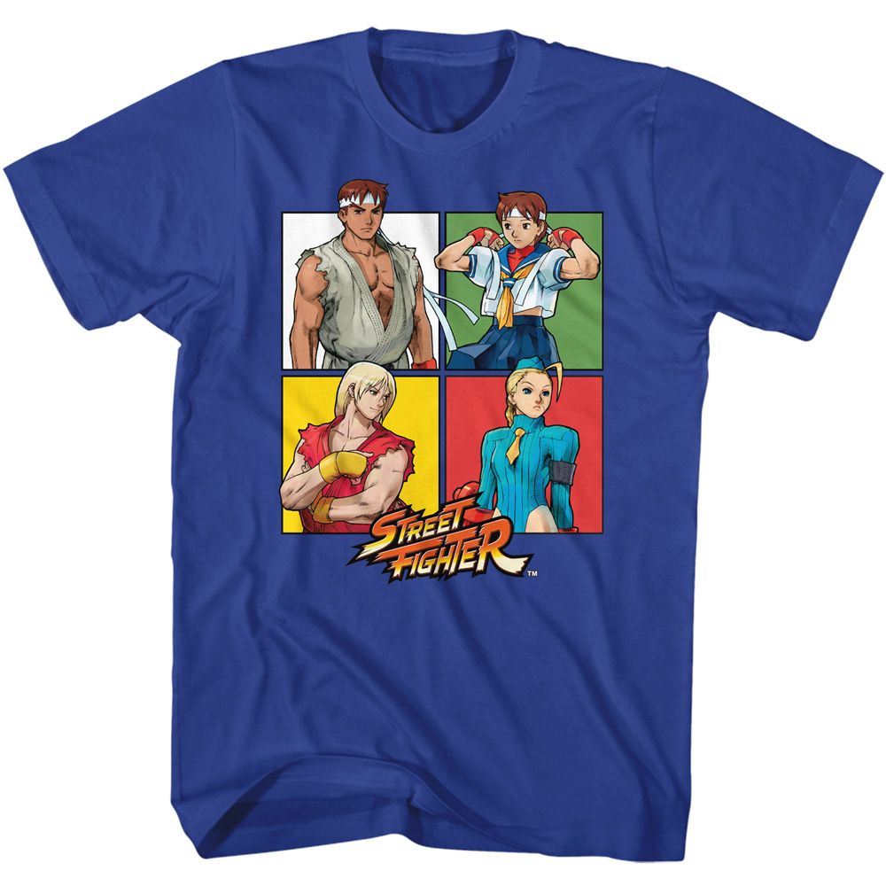STREET FIGHTER-STREET FIGHTER FOUR SQUARES-ROYAL ADULT S/S TSHIRT