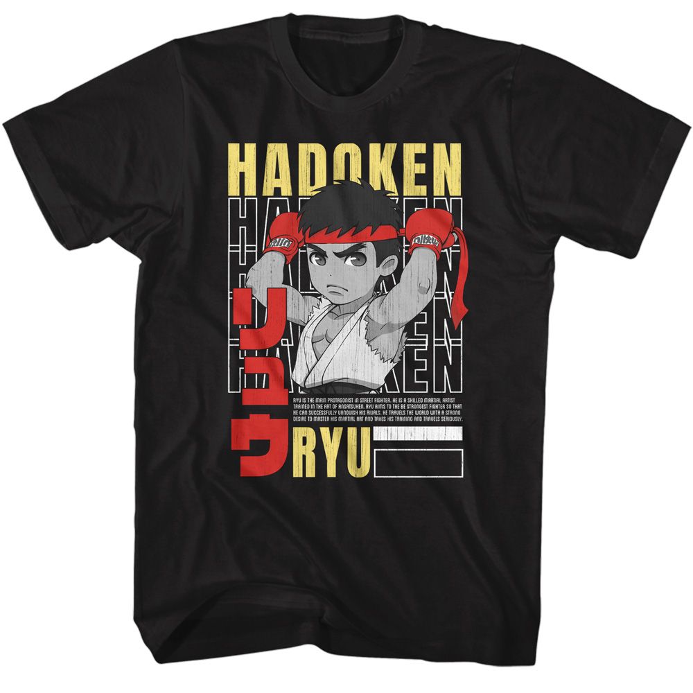 STREET FIGHTER-STREET FIGHTER HADOKEN REPEAT-BLACK ADULT S/S TSHIRT