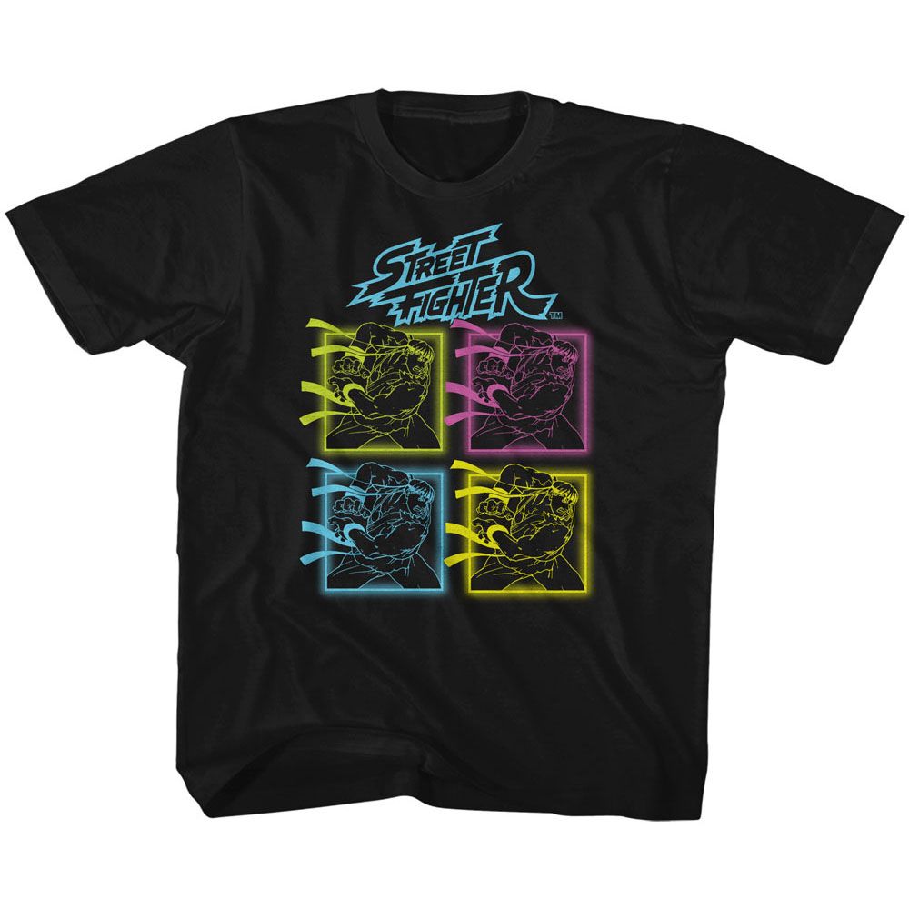 STREET FIGHTER-STREET FIGHTER NEON HADOKEN-BLACK YOUTH S/S TSHIRT