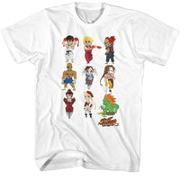 Thumbnail for STREET FIGHTER-STREET FIGHTER CHIBI CHARACTERS STACKED-WHITE ADULT S/S TSHIRT