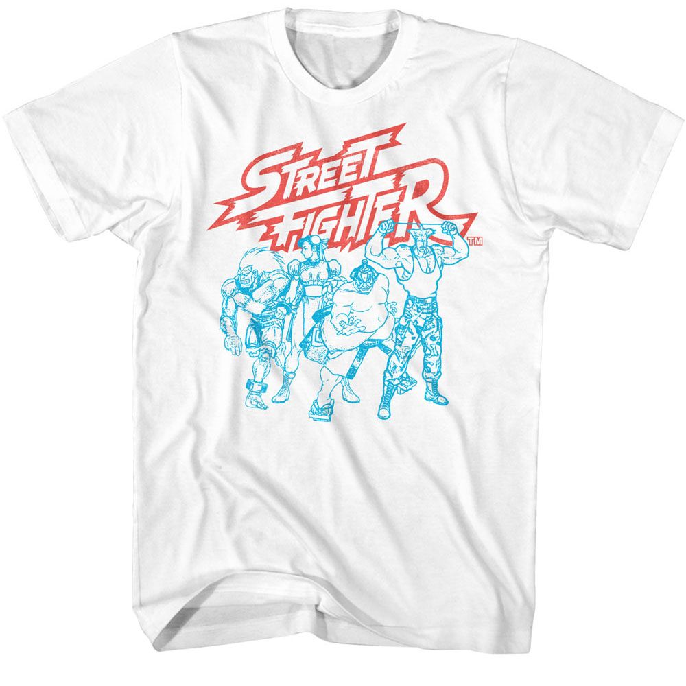STREET FIGHTER-STREET FIGHTER SF2 FIGHTERS GROUP-WHITE ADULT S/S TSHIRT