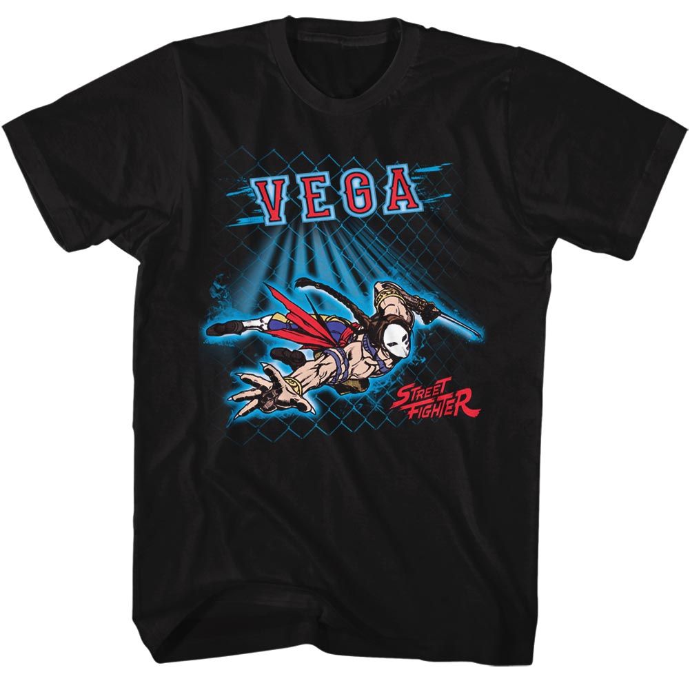 STREET FIGHTER-VEGA FENCE-BLACK ADULT S/S TSHIRT