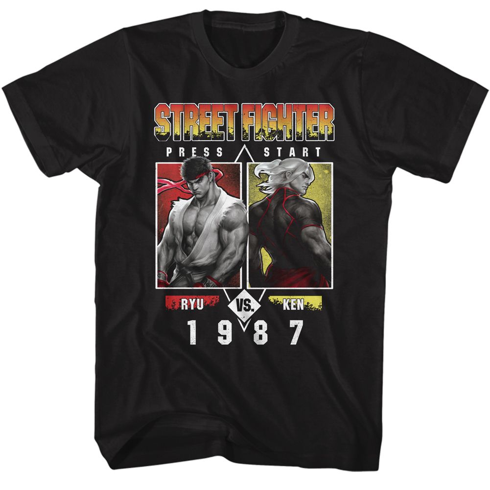 STREET FIGHTER-STREET FIGHTER RYU VS KEN 1987-BLACK ADULT S/S TSHIRT