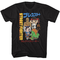 Thumbnail for STREET FIGHTER-STREET FIGHTER CHIBI WITH KANJI-BLACK ADULT S/S TSHIRT
