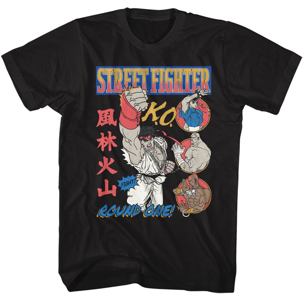STREET FIGHTER-STREET FIGHTER ROUND ONE COMIC-BLACK ADULT S/S TSHIRT