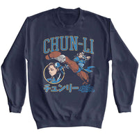 Thumbnail for STREET FIGHTER-STREET FIGHTER CHUN LI VARSITY-NAVY ADULT L/S SWEATSHIRT