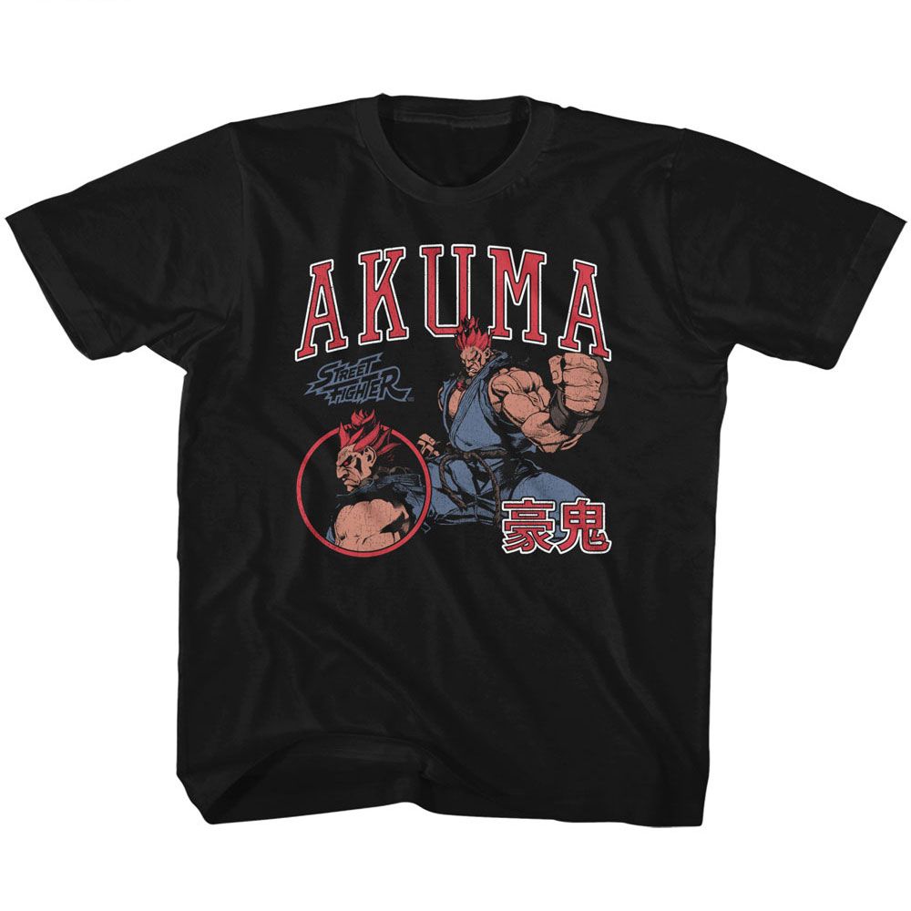 STREET FIGHTER-STREET FIGHTER AKUMA VARSITY-BLACK YOUTH S/S TSHIRT