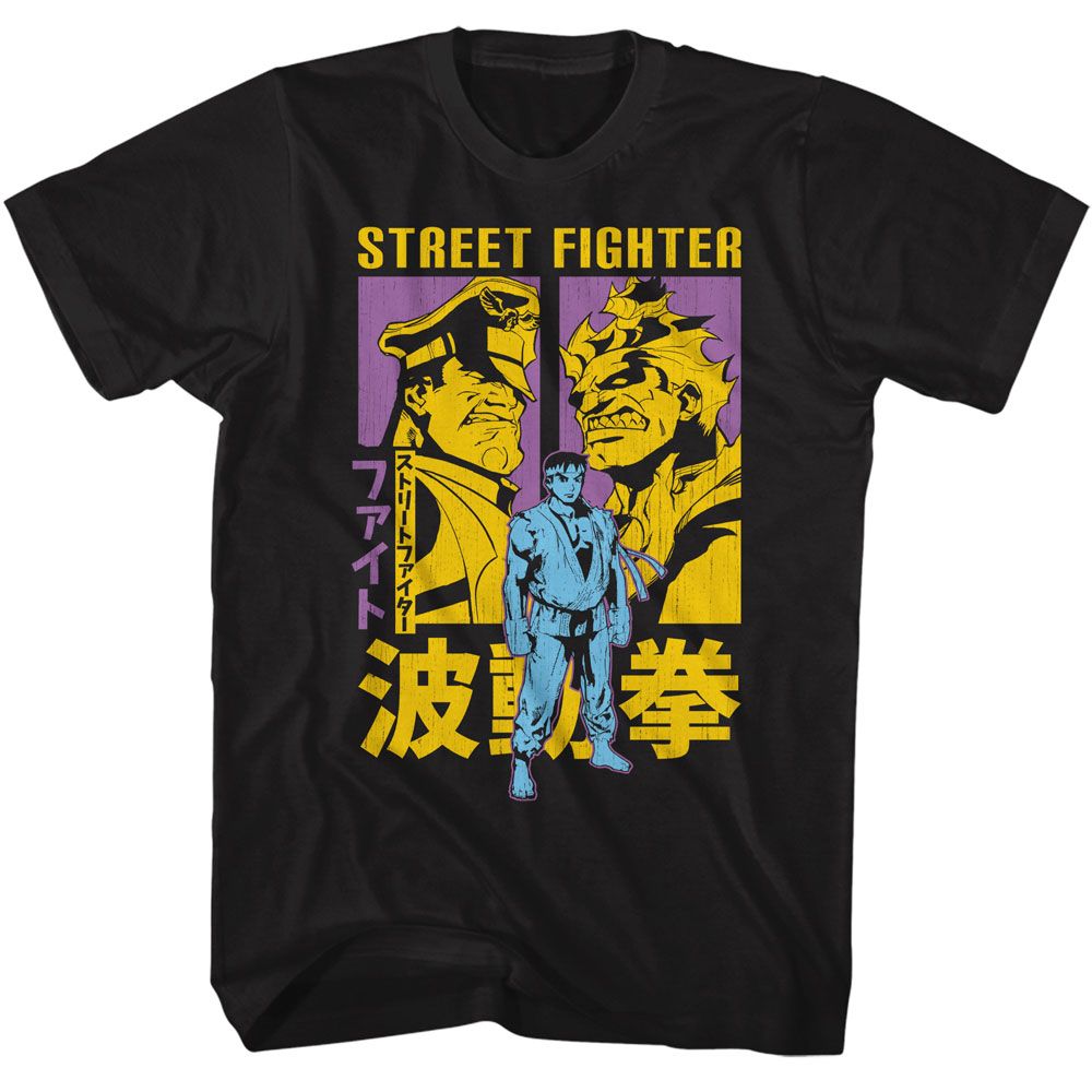 STREET FIGHTER-STREET FIGHTER RYU AKUMA AND M BISON-BLACK ADULT S/S TSHIRT