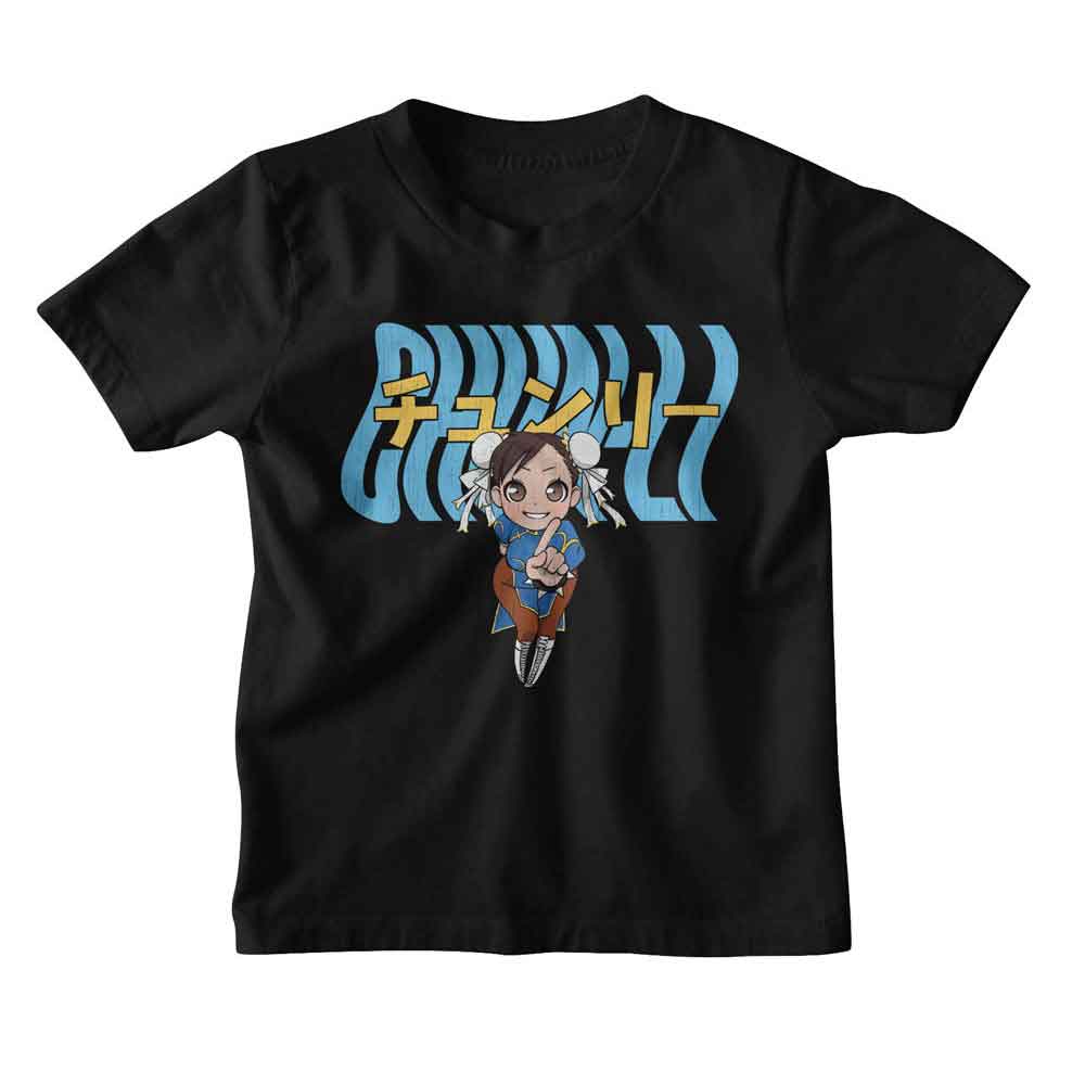 STREET FIGHTER-STREET FIGHTER CHUN LI WARPED TEXT-BLACK YOUTH S/S TSHIRT